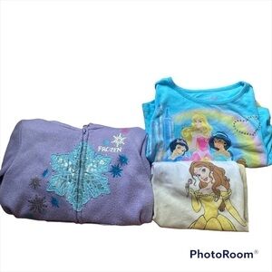 Disney Princess Top Bundle 3T Frozen Elsa Sweatshirt T-shirt  Belle Snow White
